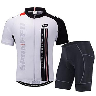Imagem de sponeed Conjunto de roupas masculinas de ciclismo de jérsei de bicicleta shorts de ciclismo Trianthlon, Multibranco, P