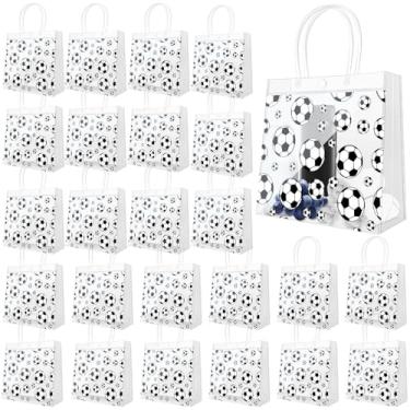 Imagem de Demonwer 24 peças de saco de presente de futebol transparente com alças PVC tema esportivo guloseimas sacos de doces reutilizável saco de lembrancinha de festa para presentes de aniversário do time 20