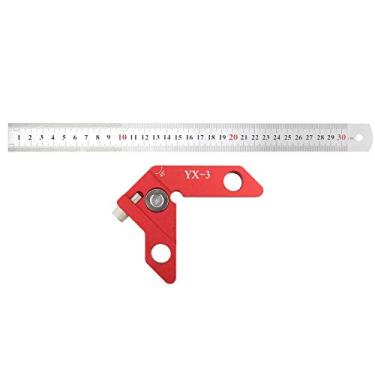 Imagem de Mbeysaq Marcador de linha central YX-3 com régua de calibre de linha angular de 45° e 90° para ferramenta de marcenaria
