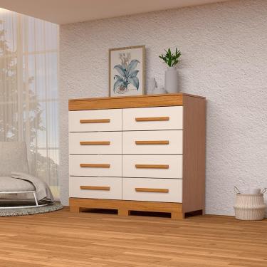 Imagem de Cômoda Índia 08 Gavetas 100% Mdf Linhamobília Cinamomo Off White