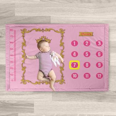 Imagem de Tapete Mesversario Cenário Para Foto Princesa Baby Rosa 100% Algodão -