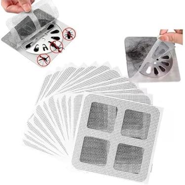 Imagem de Kit 20 Protetores Telinha Adesivo para Ralos 10cm x 10 cm Anti Inseto e Coletor de Cabelo Para Casa Banheiro.