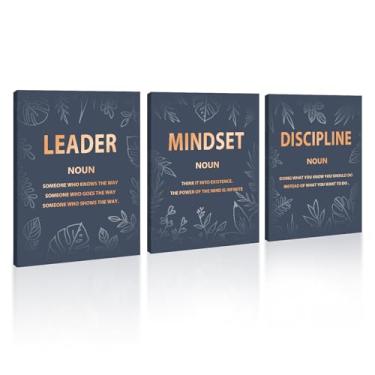 Imagem de ARTINME Arte de parede inspiradora de escritório, inspiração líder disciplina citações lembrete decoração tela, citações motivacionais decoração de parede para escritório, escola, casa, conjunto de 3