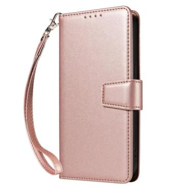 Imagem de LYJSMGZ Capa carteira para Sony Xperia 1 VII, capa de telefone com alça de pulso de couro, flip fólio, porta-cartão, ultrafina, proteção contra choque, capa interna, rosa, Xperia 1 VII