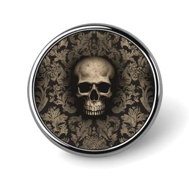 Imagem de Papel de parede gótico, crânio, estampado, botão redondo, emblemas, botões de metal, pinos de 2,5 cm para chapéu, camisa, roupas, bolsas, decoração