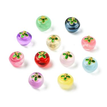 Imagem de UR URLIFEHALL Pingentes de maçã de vidro com 60 peças, 12 cores, pingentes fofos de comida, pingentes de frutas transparentes para brincos, pulseiras, colares e joias