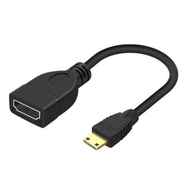 Imagem de chenyang Cabo adaptador CY Mini HDMI para HDMI fêmea para câmera DV Sony Cannon MP4 DC