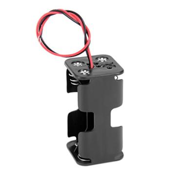 Imagem de uxcell Suporte de bateria de 6 V, caixa de armazenamento 4 pilhas AA de 1,5 V, cabos condutores sem terminal