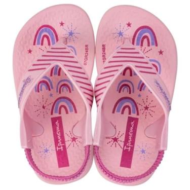 Imagem de Chinelo Bebê Menina Ipanema Baby Soft, Chinelo Infantil com Elástico, Rosa com Arco-íris, Antiderrapante, Anatômico Sandália (Rosa, BR, Bebê, Numérico, 19)