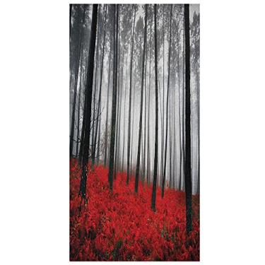 Imagem de Película de privacidade para janela florestal, janela decorativa 3D, decalques de vitrais, adesivo de janela aderente estática não adesivo, L90 x C 190 cm preto vermelho cinza pálido