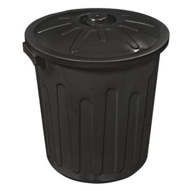 Imagem de Lixeira Plástica Preta com Tampa e Alça 30 Litros Arqplast
