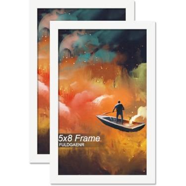 Imagem de FULDGAENR Conjunto de 2 porta-retratos 12,7 x 20,3 cm, molduras brancas para certificado de pôster, moldura de parede/mesa de alta transparência com visor vertical horizontal (pacote com 2 | branco |