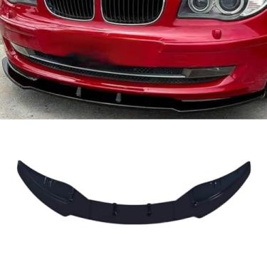 Imagem de 3 peças para para-choque dianteiro do carro, spoiler, difusor labial, peça de modificação para 1 série E81 2009-2011 capa protetora de para-choque (preto brilhante)