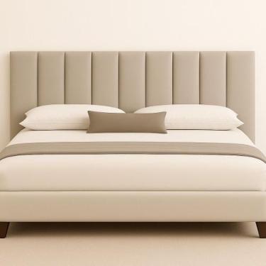 Imagem de Painel Cabeceira Cama Casal Kit Modulo Nuvem Veludo Luxo 140x60 Areia 