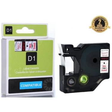 Imagem de Fita Compatível Dymo D1 40912 Incolor Letra Vermelha 9mm - Genérica Dy