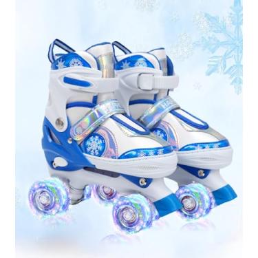 Imagem de Patins para meninos, meninas, iniciantes, crianças - HAPHOM 4 tamanhos ajustáveis que iluminam patins para crianças, crianças, jovens, adolescentes, iniciantes, presentes de aniversário para crianças