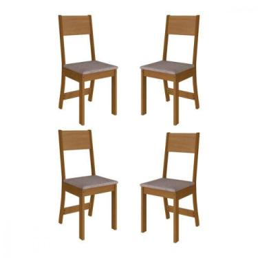 Imagem de Conjunto 4 Cadeiras Alice Freijo Com Tecido Cinza Indekes Freijo/cinza