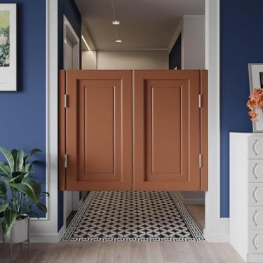 Imagem de Porta De Balanço Da Madeira Maciça Para O Balcão Do Quarto Do Banheiro Das Escadas, Portas Resistentes Do Salão Do Café Com Dobradiças Do Metal, Brown, W100cmxH90cm/39.4"x35.4"