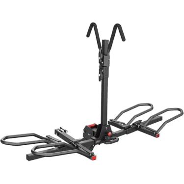 Imagem de KYX Suporte de engate de 99,8 kg, suporte para engate de 2 bicicletas, estilo plataforma de engate para carros, caminhões, SUVs, minivans, serve para bicicleta de estrada MTB Gravel com suporte de