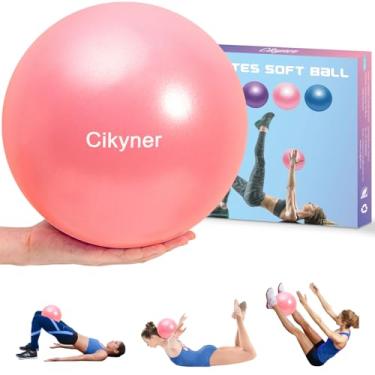 Imagem de Cikyner Bola de Pilates macia, pequena bola de exercício 23-25 cm mini bola de ginástica com canudo inflável, adequada para pilates, ioga, treinamento de corpo inteiro, fisioterapia e melhoria do