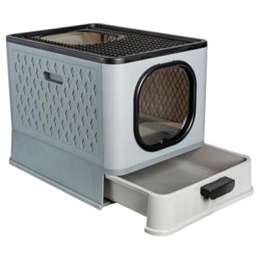 Imagem de Caixa de Areia Fechada Banheiro Sandbox Premium com Bandeja Sanitário Gatos (Cinza)