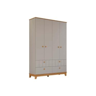 Imagem de Guarda Roupa Infantil c/ 4 Portas e 4 Gavetas Biscoito Fendi/Nature - Permóbili Baby