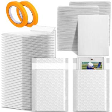 Imagem de Engrowtic O conjunto de 302 peças de protetor de envio de cartões inclui 200 inserções de plástico pré-cortadas para cartões, 100 envelopes acolchoados com bolhas de poliéster e 2 fitas adesivas