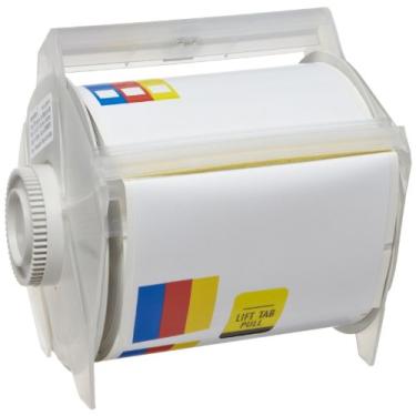 Imagem de Brady 115764 GlobalMark 15 cm de largura x 10 cm de altura, vinil B-595, vermelho/azul e amarelo em branco para interior/exterior RTK etiqueta de barra colorida (170 por rolo)