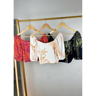 Imagem de CROPPED EM VISCOSE MANGA BUFANTE ESTAMPADA-Feminino