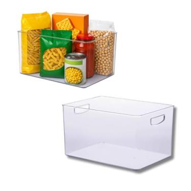 Imagem de Caixa Organizadora Transparente Multiuso com Alças 35cm x 25cm x 20cm Kit com 2 Peças
