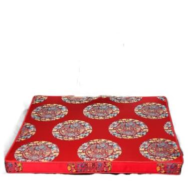 Imagem de Almofadas de assento personalizadas de brocado de seda chinesa espessas para cadeira de jantar, sofá, poltrona, almofadas antiderrapantes (50 x 45 x 4 cm, vermelho 5 dragões)