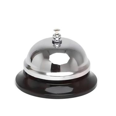 Imagem de Campainha Sino De Mesa Balcão Recepção Hotel Comercio De Metal 9x6cm -