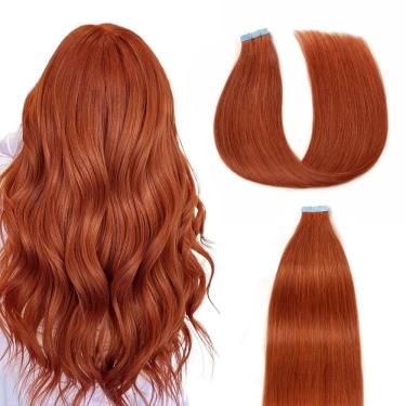 Imagem de Fita adesiva em extensões de cabelo humano AGMITY Copper 40g 16cm 20pcs
