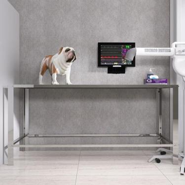 Imagem de Mesa Cirúrgica Veterinária em Aço Inox 304, 140x53x84 cm, Acabamento Escovado