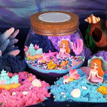Imagem de Nicella Kit De Artesanato Terrário Sereia Para Crianças - Luz Noturna Led E Controle Remoto, Presentes Aniversário, Brinquedos Meninas 5, 6, 7, 8, 9, 10, 11 12 Anos (Sereia)