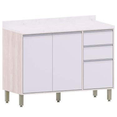 Imagem de Balcão para Cozinha 120 cm 2 Portas 3 Gavetas Atenas