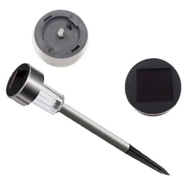 Imagem de Luminaria Solar Balizadora Espeto Jardim Led Automatica Em Inox Lampada Poste Recarregavel Luz Decoração