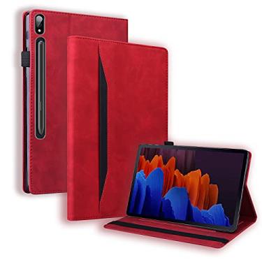 Imagem de Varohix Capa para Samsung Galaxy Tab S10 Plus 31.5 cm / S9 Plus 31.5 cm capa flip com suporte para cartão, vermelho