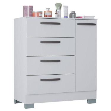 Imagem de Cômoda 868 4 Gavetas E 1 Porta cor utilizada Branco Brilho - Poquema