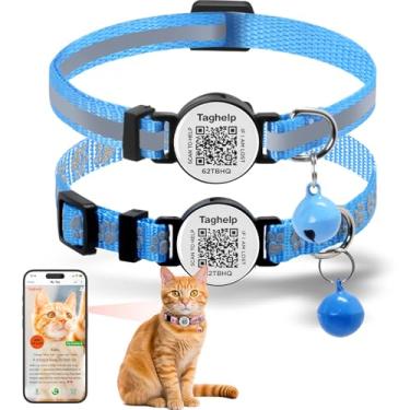 Imagem de Pacote com 2 coleiras sólidas e seguras para gatinhos com etiqueta de identificação de código QR inteligente para meninas, meninos e gatos, coleira separadora para gatos, silenciosa, leve e durável