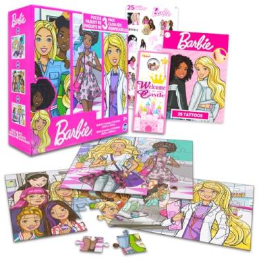 Imagem de Barbie Conjunto De Quebra-Cabeças Para Crianças E Meninas - Pacote Com 3 Amigos, Além Adesivos, Tatuagens Muito Mais (Quebra-Cabeças 24, 48 100 Peças)