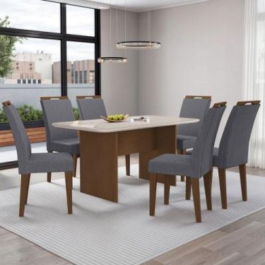 Imagem de Mesa de Jantar 6 Lugares Cairo Evora com Vidro Freijo/Cinza - Art Pant