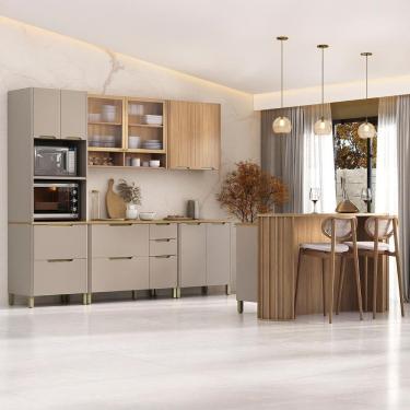 Imagem de Armário Cozinha 6 Peças Cp01 E Ilha Marina Cinammon/freijó L01 - Mpozenato