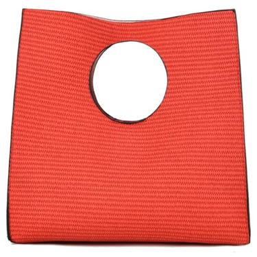 Imagem de KURGOOL Bolsas clutch de palha para mulheres, bolsas de mão de couro de tecido, bolsa de mão e bolsas de mão, bolsa de mão minimalista bolsa de praia, Vermelho grande
