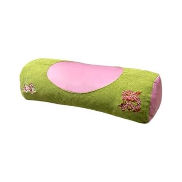 Imagem de Almofada de suporte de pescoço com essência de ervas, design tradicional de tigre, verde e rosa, infundido com absinto, para cuidados com o corpo e relaxamento