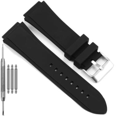 Imagem de Pulseira de relógio de silicone compatível com Guess W0040G7 W0247G3 W0040G3, pulseira de reposição de 22 mm para homens e mulheres (preto)