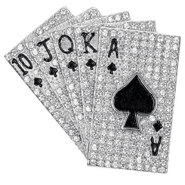 Imagem de Broche de cartas de baralho para mulheres homens personalizado punk rock espadas de cristal A Ace Poker lapela broche chapéu bolsa terno acessórios vestido
