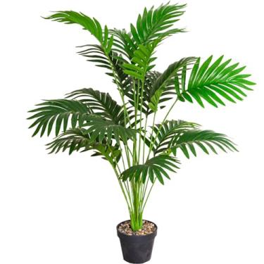 Imagem de Palmeira, palmeira areca em vaso com 18 ramos frescos 70 cm plantas artificiais verdes realistas interiores grandes plantas artificiais para decoração de escritório e casa.