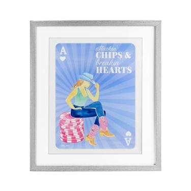 Imagem de Stupell Industries Stackin' Chips And Breakin' Hearts Impressão emoldurada cinza design sob vidro por Hillary Holt, 16 x 13