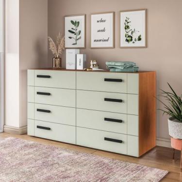 Imagem de Cômoda com 8 Gavetas Lisboa Freijó e Verde Oliva Politorno, Verde